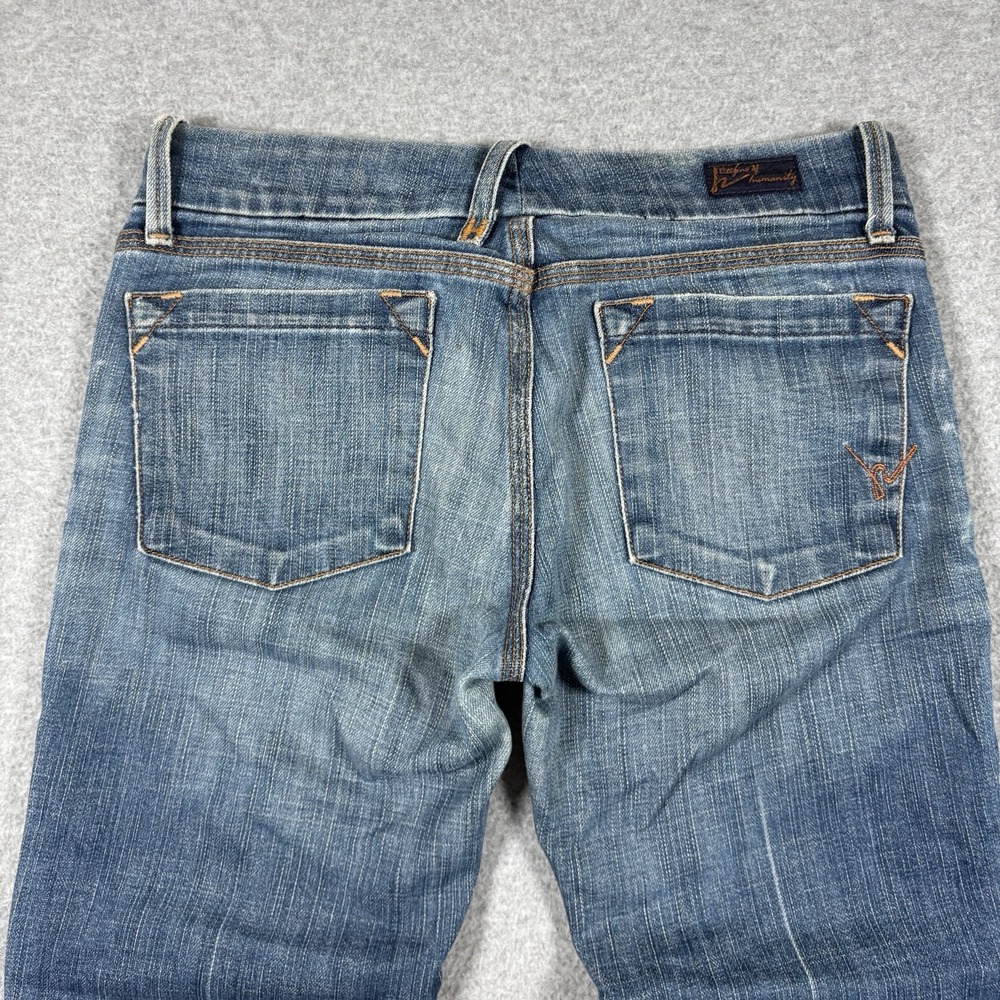 Citizens of Humanity Low Rise Flare Jeans 27x27 Y2K Blue Frayed Raw Hem Vintage - Picture 4 of 9